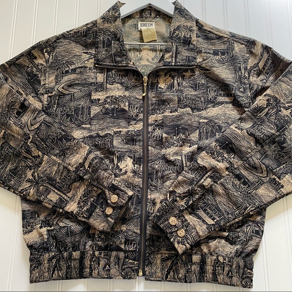 Line Up For Sport Women's Tropical Island Palm Print Full Zip Jacket Size Small - Picture 8 of 12